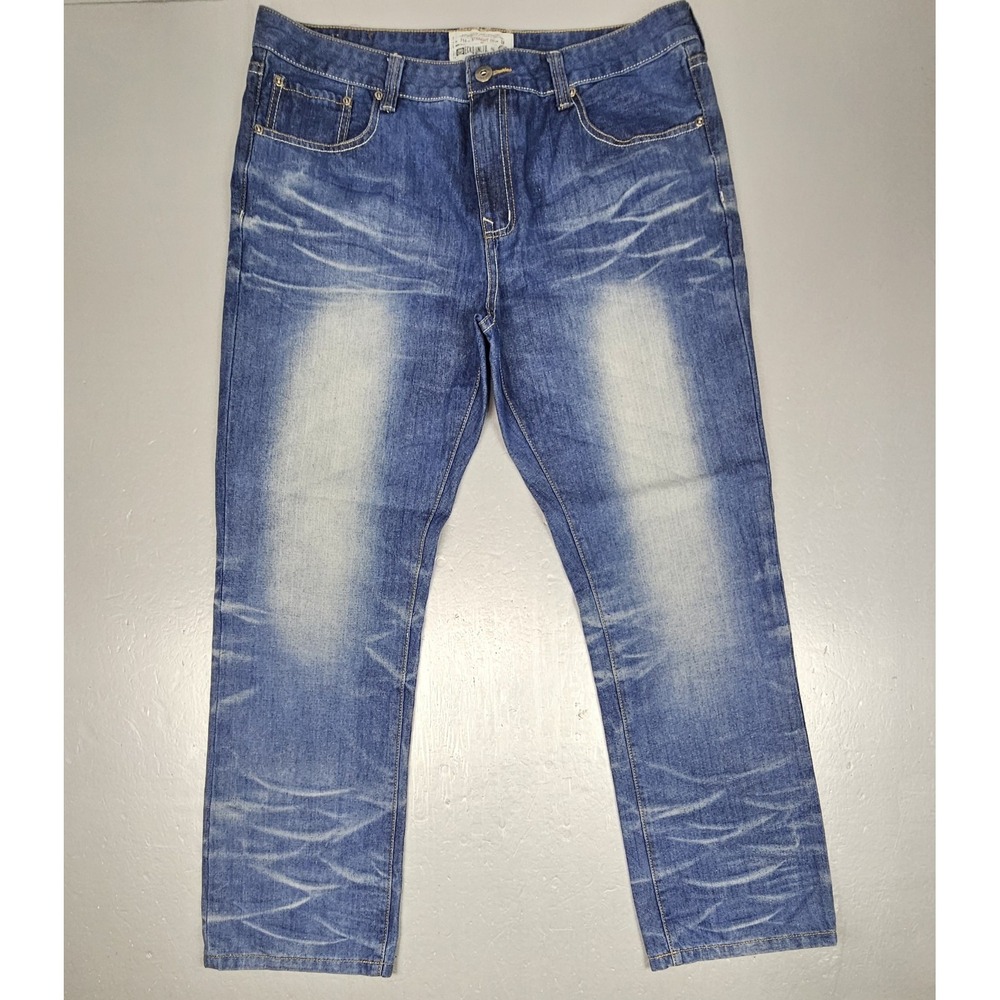 Y2K Ecko Unltd Jeans Mens 38x32 Regular Fit Straight Leg Denim Whisker Fade‎